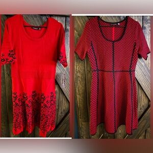 NinaLeonard Alexander McQueen Red and Black Midi Dress